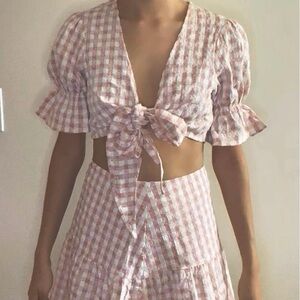 Lulu's Pink Gingham Skirt Set